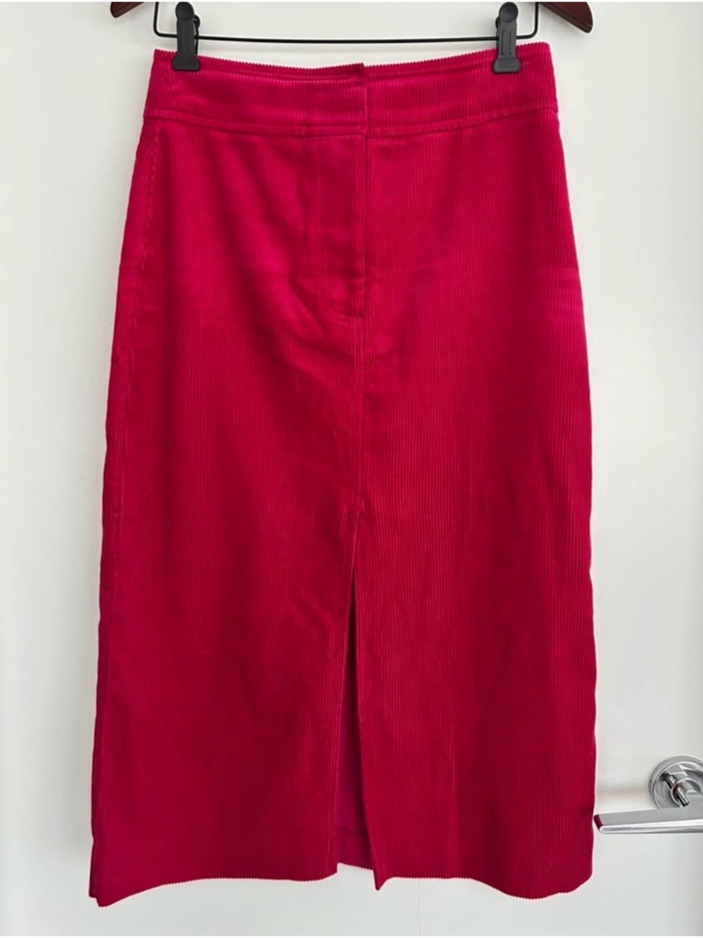 & Other Stories Bright Pink Corduroy Midi Skirt